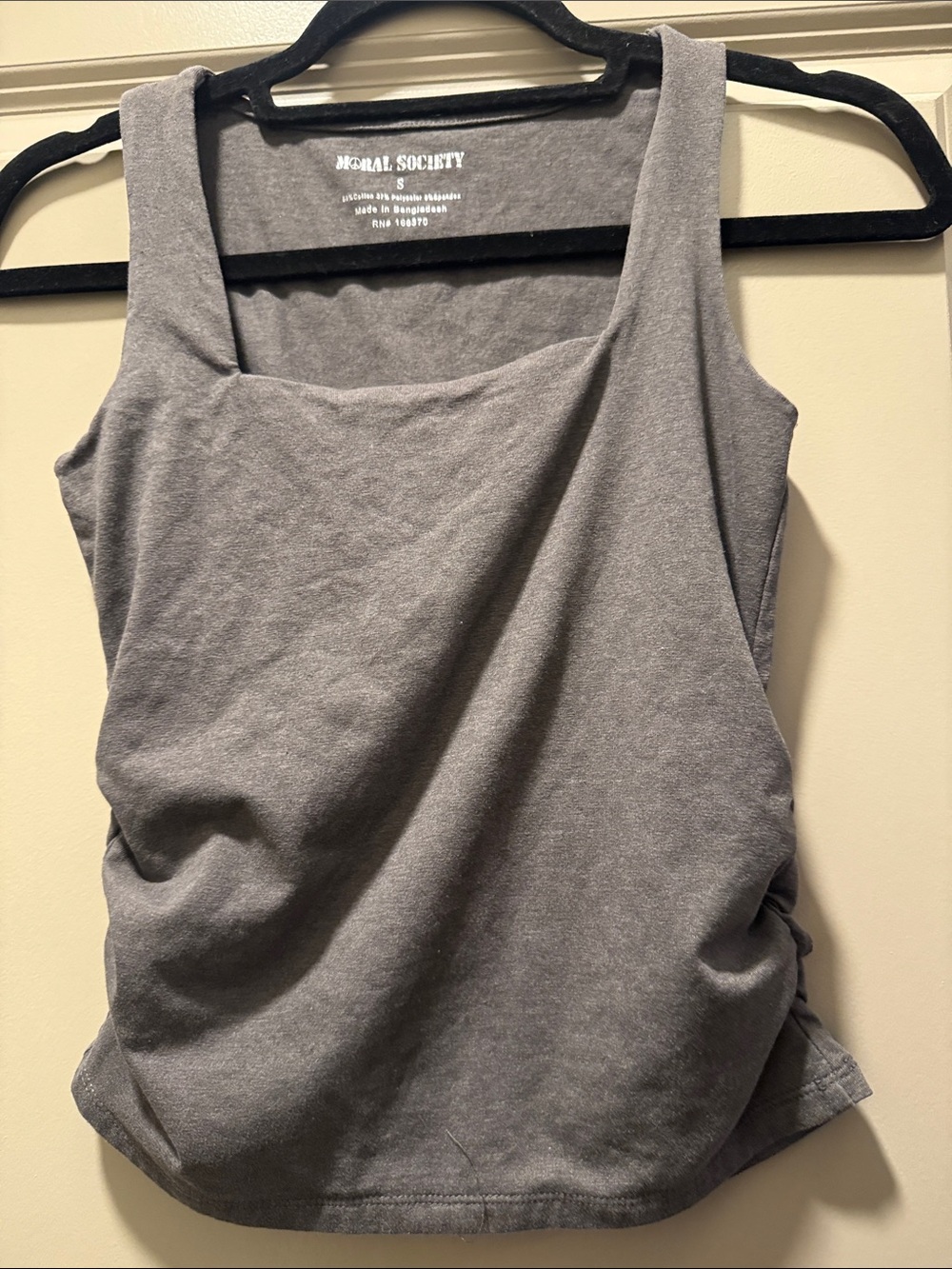 Gray Square-Neck Tank with Wide Straps